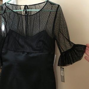 Tahari Black cocktail dress w/netted lace~Sz 8~NWT